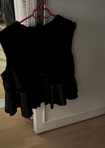 Siyah Süet Kürklü V Yaka Kadın Yelek - Görsel 7