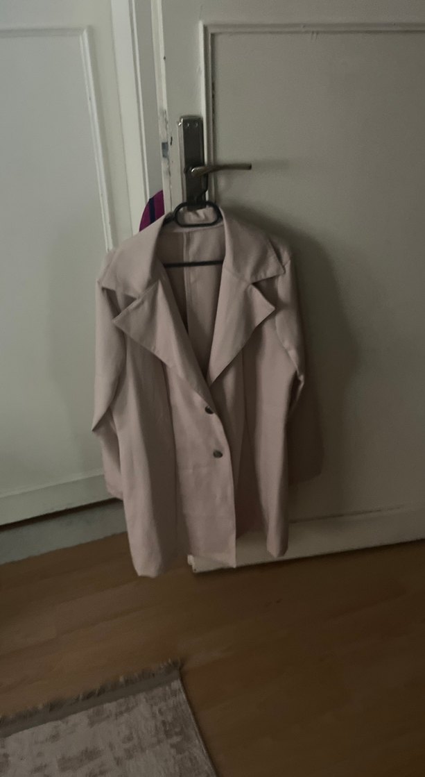 Düğmeli Bej Kadın Midi Ceket - Görsel 5