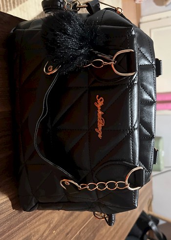 Siyah Deri Zincir Detaylı Kadın Çanta - Görsel 3