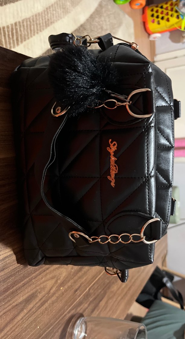 Siyah Deri Zincir Detaylı Kadın Çanta - Görsel 2
