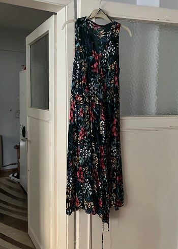 Bohem Çok Renkli Uzun V Yaka Kolsuz Elbise - Görsel 2