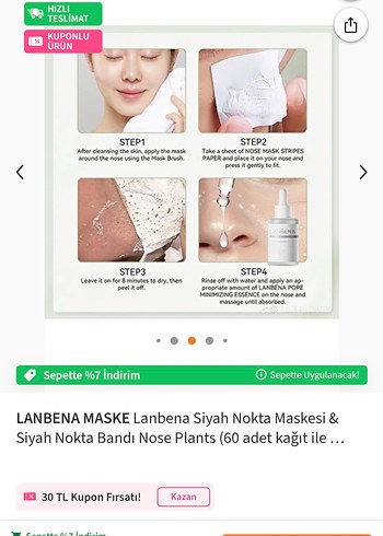 LANBENA Burun Gözenek Temizleyici Bant 2% BHA - Görsel 4