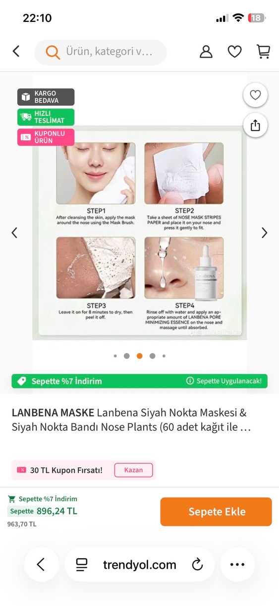 LANBENA Burun Gözenek Temizleyici Bant 2% BHA - Görsel 4