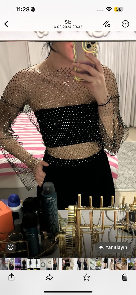 Payetli Siyah Puantiyeli Body Zinciri - Görsel 2