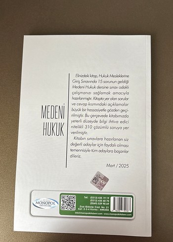 Monopol 2025 Medeni Hukuk Soru Bankası 310 Soru - Görsel 2