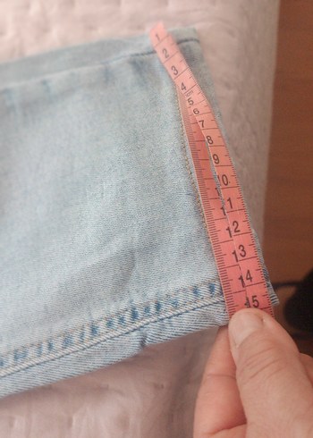 48 Beden mavi Renk Bej Kadın Midi Boy Denim Pantolon