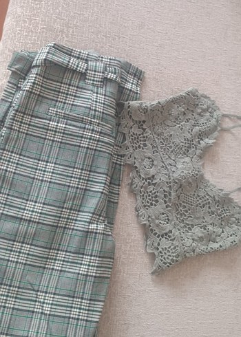 Gri Düğmeli Midi Kadın Kumaş Pantolon - Görsel 7