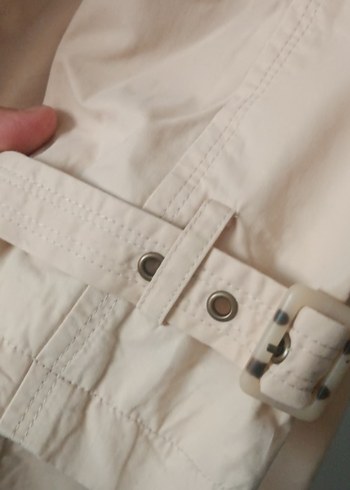 xl Beden ten rengi Renk Bej Midi Kadın Trençkot, Düğmeli, Uzun Kollu