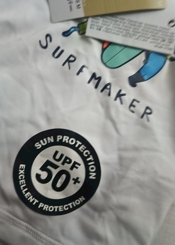 Çocuk Beyaz Baskılı Güneş Koruyucu Mayo - Görsel 5