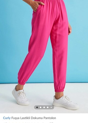 Curly Fuşya Lastikli Silky Kadın Pantolon