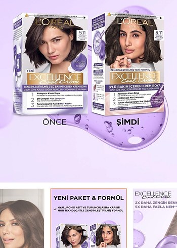 L'Oréal Excellence Saç Boyası 5.11 Açık Kahve - Görsel 3