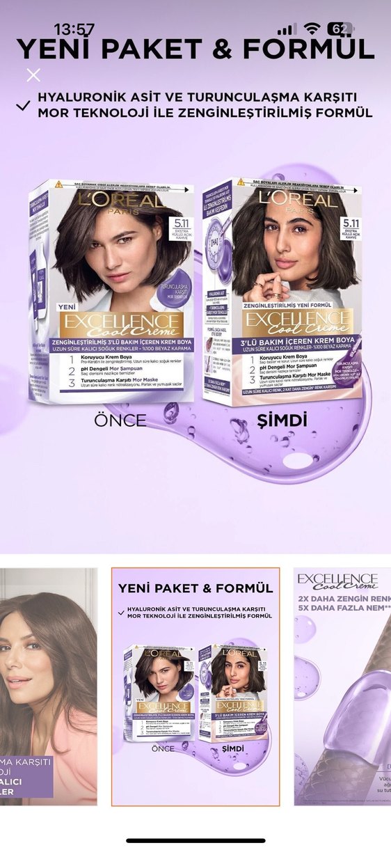 L'Oréal Excellence Saç Boyası 5.11 Açık Kahve - Görsel 3