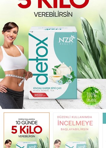 Beden NZR Detox Bitki Çayı 30 Poşet 2 kutu 500 tl