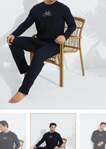 Siyah Erkek Uzun Kollu Pijama Takımı - Görsel 2