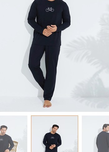Siyah Erkek Uzun Kollu Pijama Takımı - Görsel 3