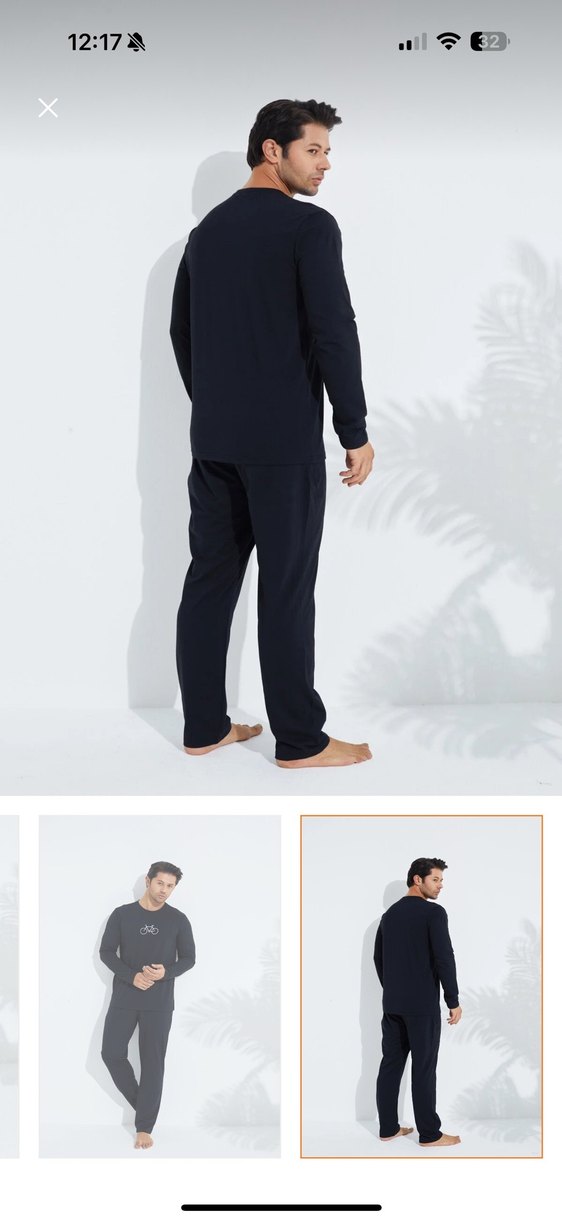 Siyah Erkek Uzun Kollu Pijama Takımı - Görsel 4