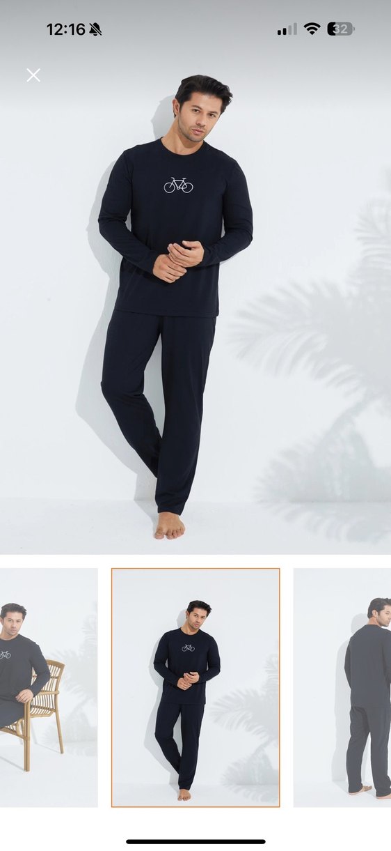 Siyah Erkek Uzun Kollu Pijama Takımı - Görsel 3