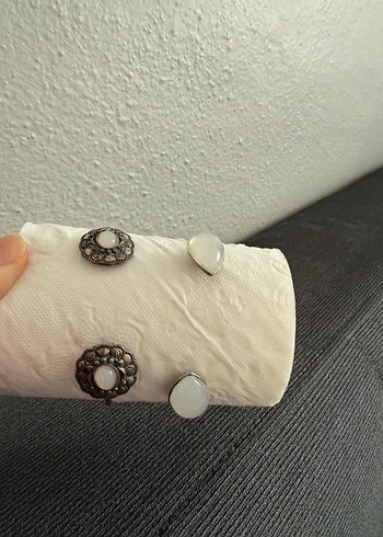 Bohem Beyaz Düğmeli Kadın Kol Düğmeleri - Görsel 4