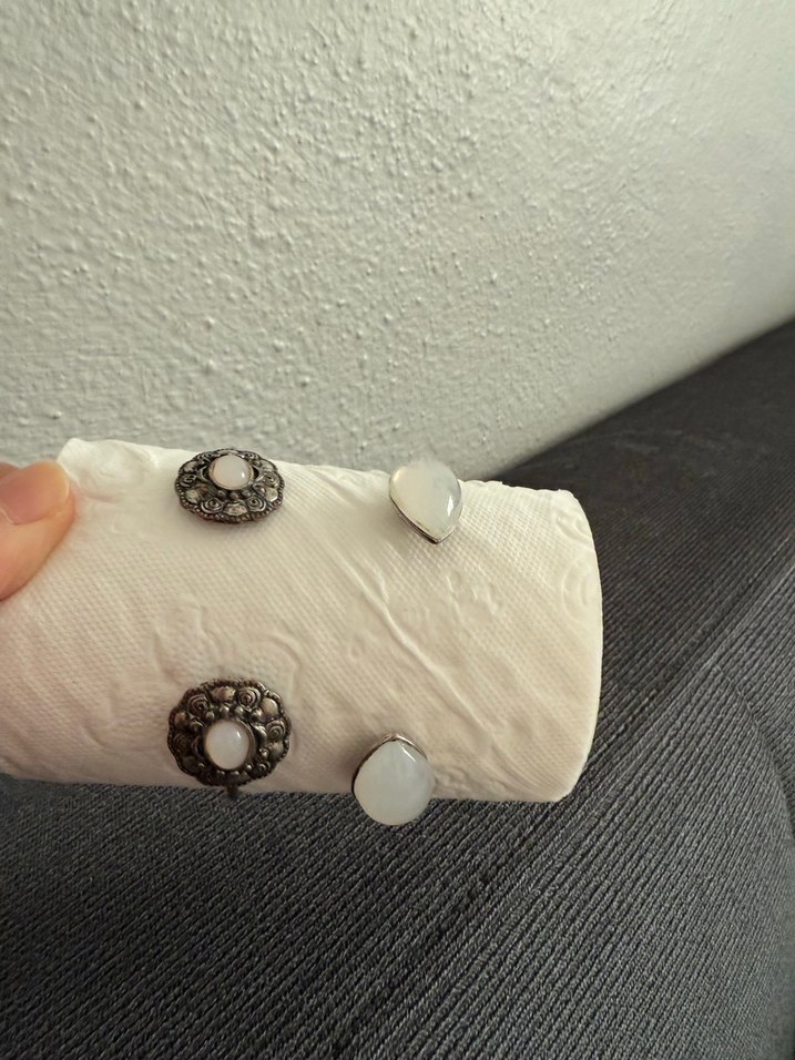 Bohem Beyaz Düğmeli Kadın Kol Düğmeleri - Görsel 4