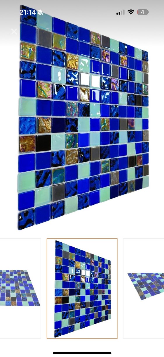 Kristal Cam Mozaik 23x23x4 mm Mavi (4 adet) - Görsel 4