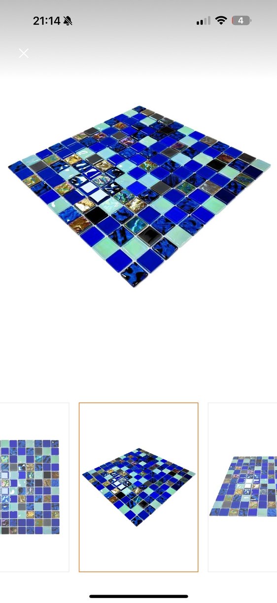 Kristal Cam Mozaik 23x23x4 mm Mavi (4 adet) - Görsel 2