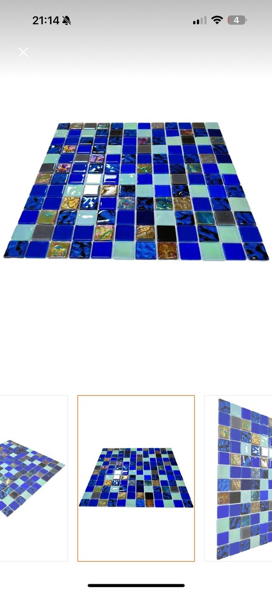 Kristal Cam Mozaik 23x23x4 mm Mavi (4 adet) - Görsel 3