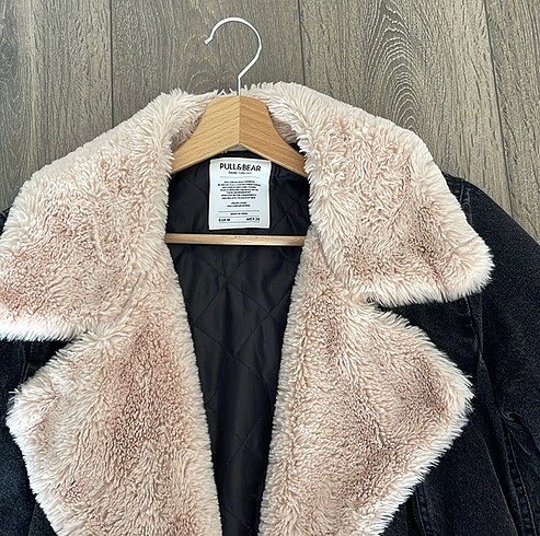 m Beden gri Renk Orjinal pull and bear denim kürklü mont