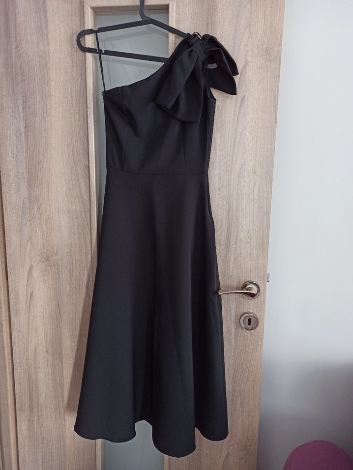 siyah A-kesim fiyonk detaylı abiye gece elbisesi - Görsel 3