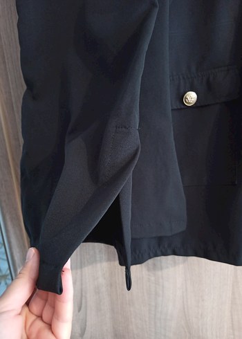 Düğmeli Siyah Kadın Uzun Ceket Takımı - Görsel 3