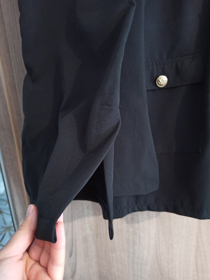 Düğmeli Siyah Kadın Uzun Ceket Takımı - Görsel 3