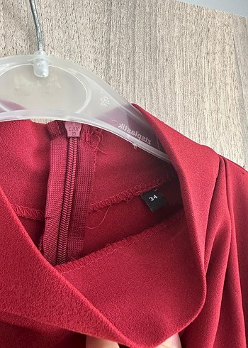 Trendyol & Milla Bordo Drapeli Yüksek Yakalı Kolsuz Kalem Elbise