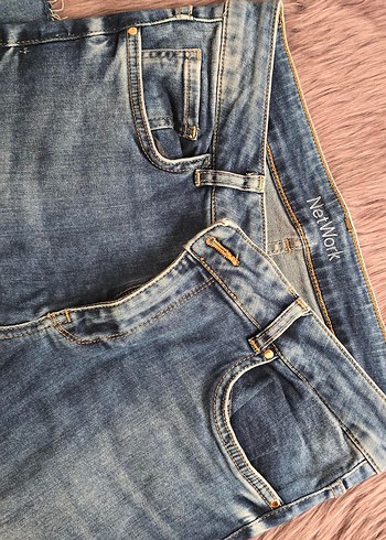 38 Beden Kadın Mavi Denim Yırtık Rahat Kesim Jean