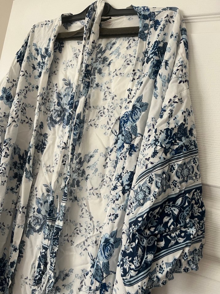 Uzun, V Yakalı Bohem Kimono - Görsel 2