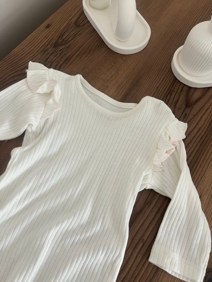 Kız Çocuk Pembe Fırfırlı Uzun Kollu Elbise - Görsel 3