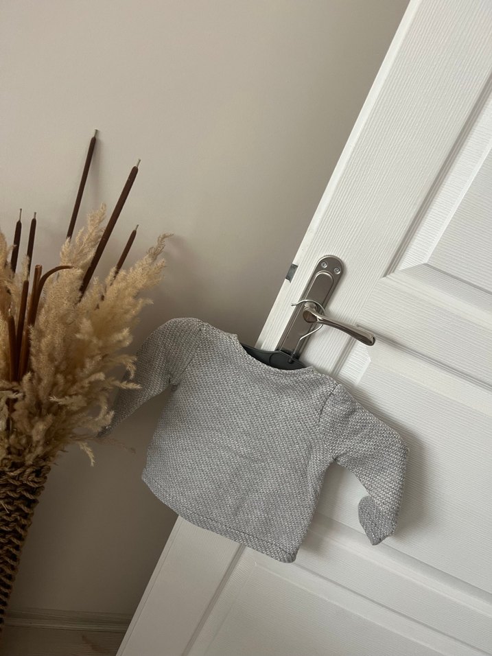 Gri Triko Ceket - Görsel 4