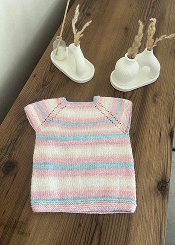 Kız Çocuk Pembe Örgü Yelek - Görsel 2