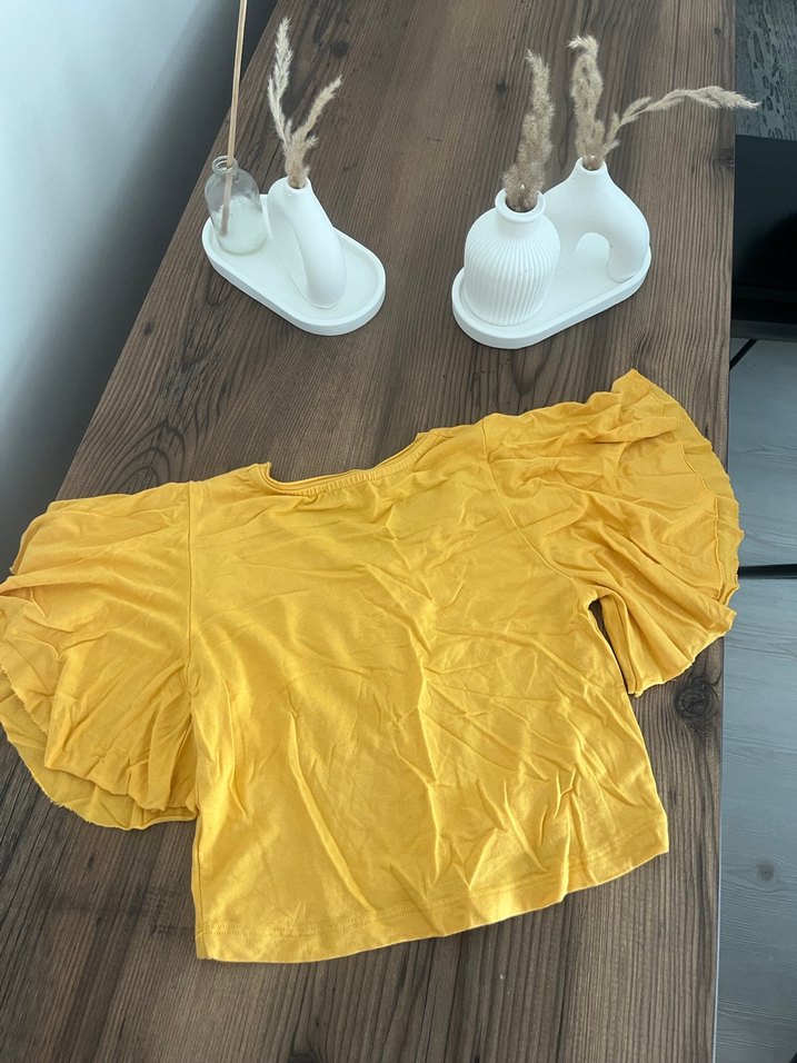 Sarı Kısa Kollu Bohem kız çocuk Bluz - Görsel 2