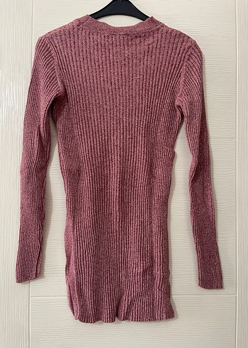 Bordo Fitilli Triko Kadın Kazak - Görsel 3