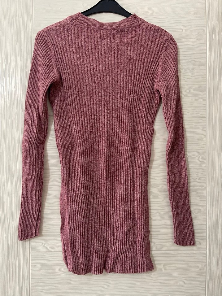 Bordo Fitilli Triko Kadın Kazak - Görsel 3