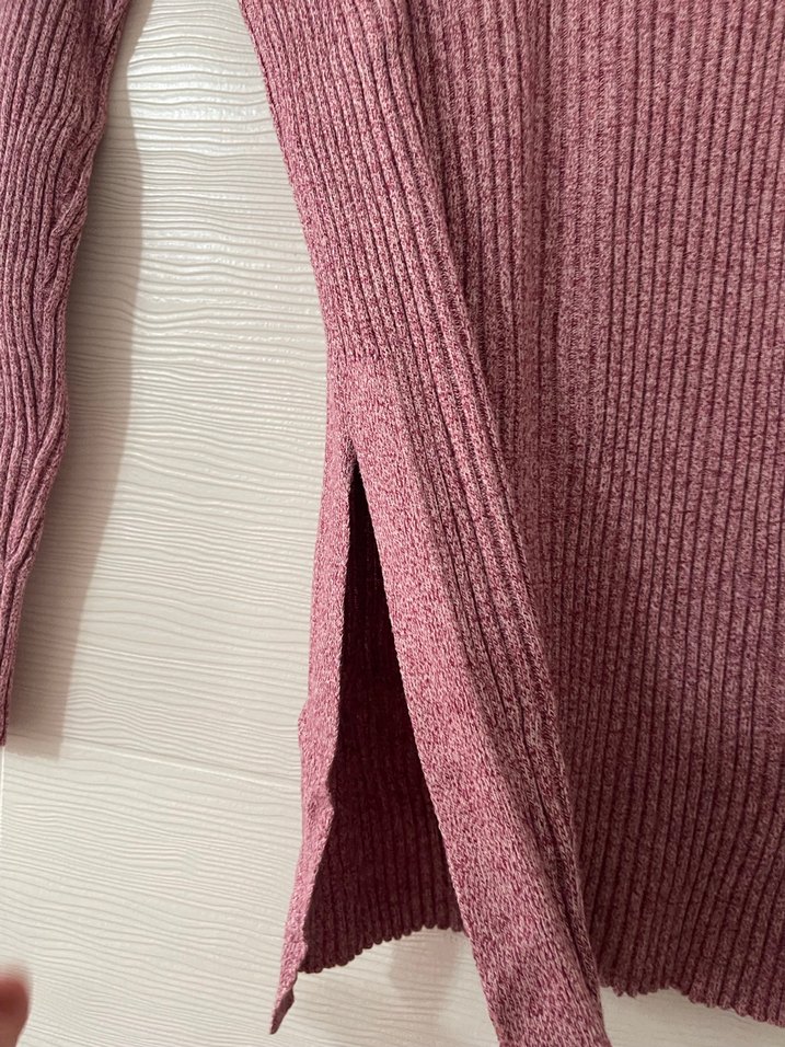 Bordo Fitilli Triko Kadın Kazak - Görsel 2