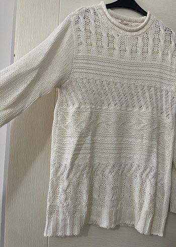 Bohem krem Örgü Kadın Kazak - Görsel 2