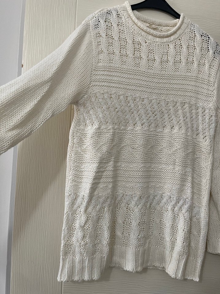 Bohem krem Örgü Kadın Kazak - Görsel 2