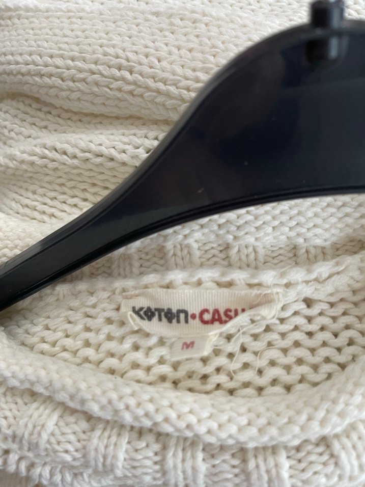 Bohem krem Örgü Kadın Kazak - Görsel 4