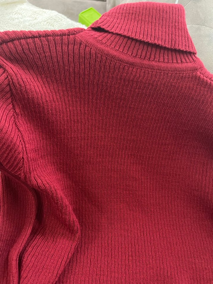 Bordo Kadın Boğazlı Triko Kazak - Görsel 2