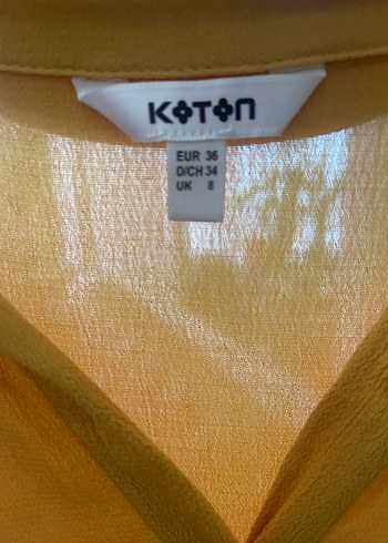 Sarı V Yaka Düğmeli Midi Kadın Gömlek - Görsel 2