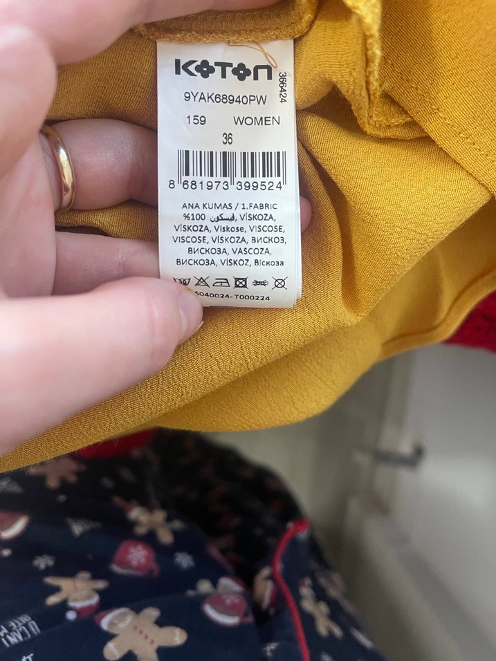 Sarı V Yaka Düğmeli Midi Kadın Gömlek - Görsel 4