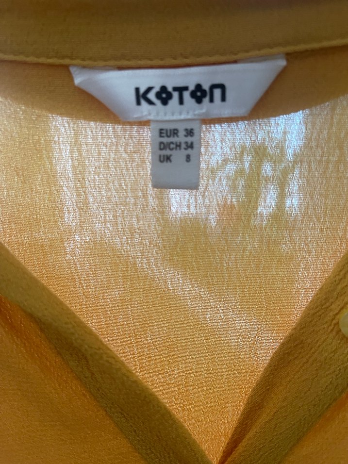 Sarı V Yaka Düğmeli Midi Kadın Gömlek - Görsel 2