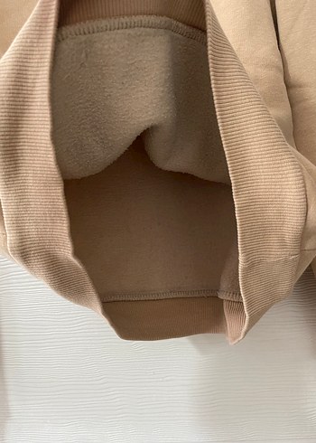 Bej Yüksek Yakalı Kadın Sweatshirt - Görsel 3