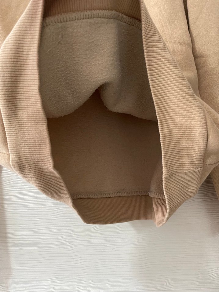 Bej Yüksek Yakalı Kadın Sweatshirt - Görsel 3