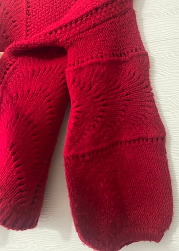 Kırmızı Bohem Örgü Kadın Kazak - Görsel 3